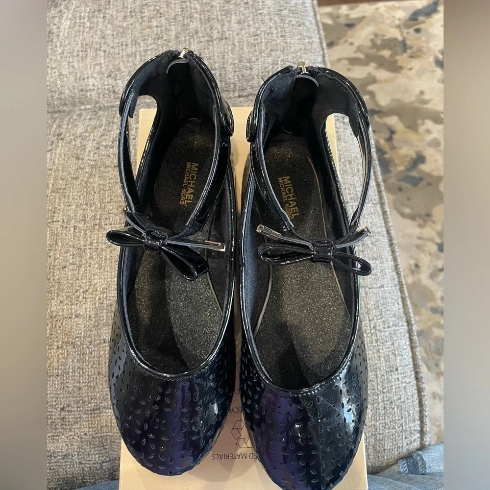 Black Michael Kors ballet flats with ankle strap Mary Jane style